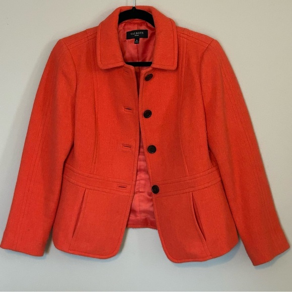 Talbots Women's Vibrant Orange Wool Coat - Picture 2 of 6